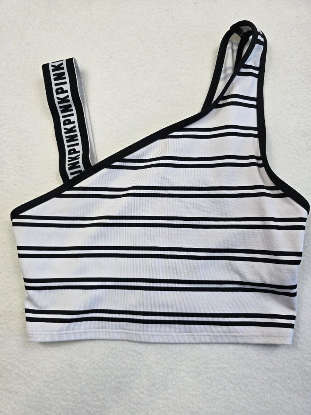 Victorias Secret XS Pink Ultimate Asymmetrical Striped Sports Bra